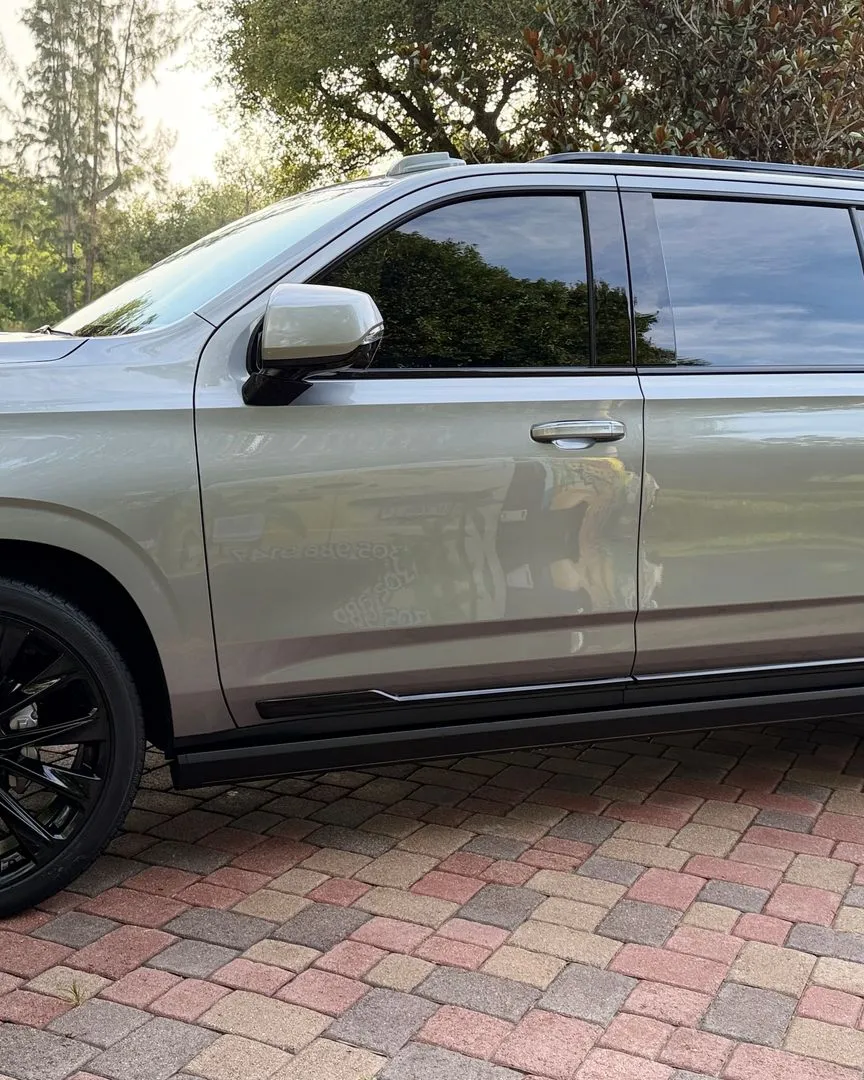 Finished tint on a light SUV