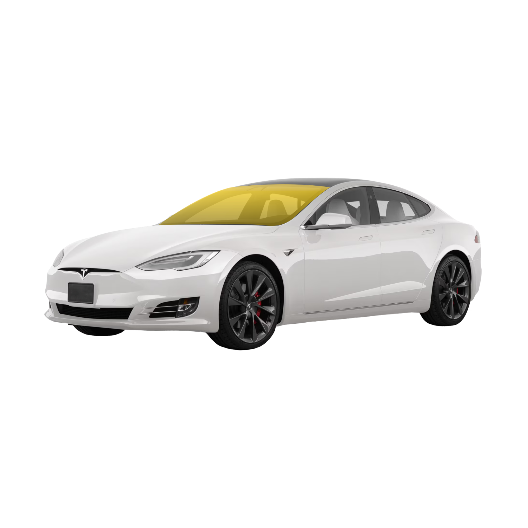 Windshield Tint: Covered windows shown in yellow