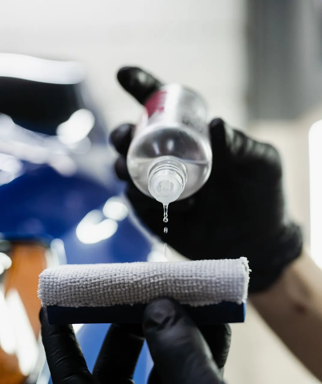 Ceramic coating applied by hand with an applicator block